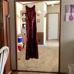 Red sparkly prom dress